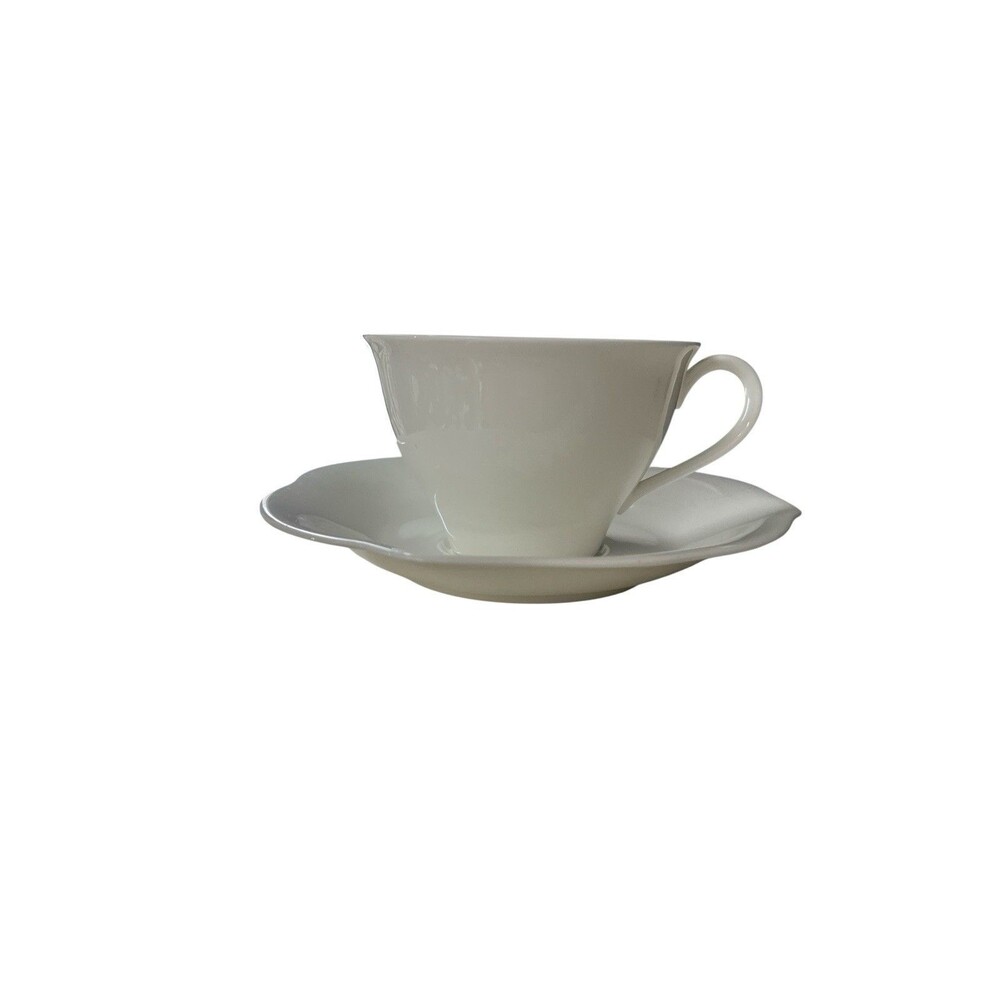 Villeroy  Boch Mira Cup Saucer White Porcelain Germany Classic Nancy Meyers